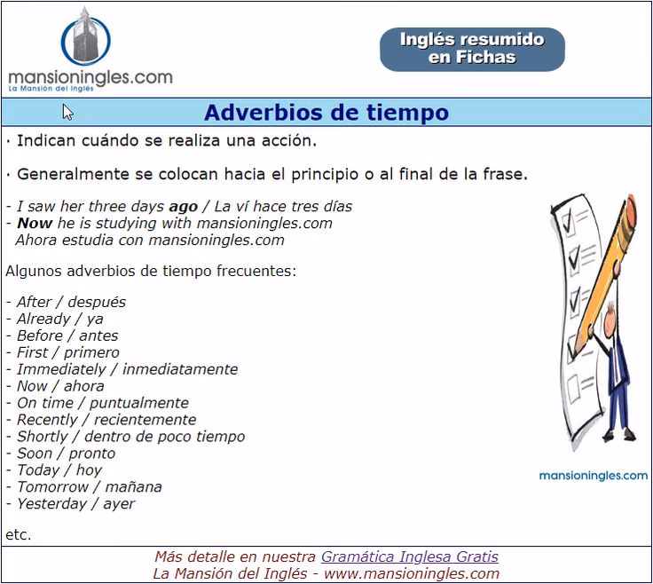 ¿Cuáles son los 12 adverbios?
