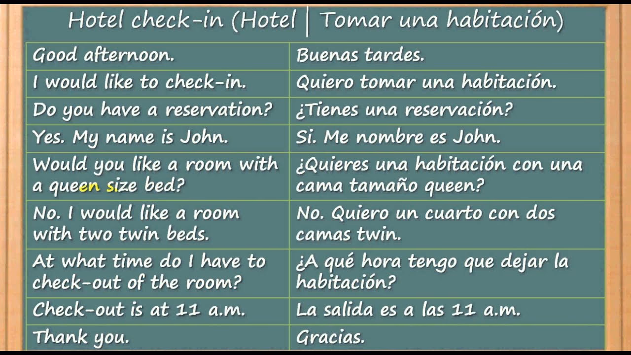 ¿Cómo se llama el check-in en un hotel?