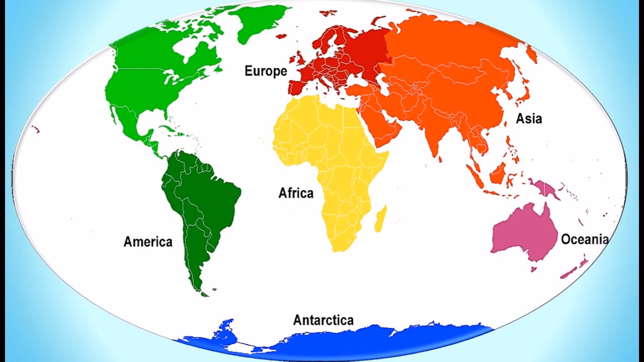 ¿Cómo se escriben los 5 continentes en inglés?