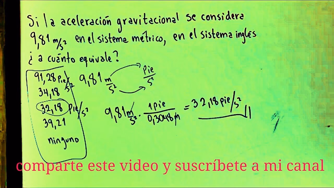 ¿Qué es la gravedad en el sistema inglés?