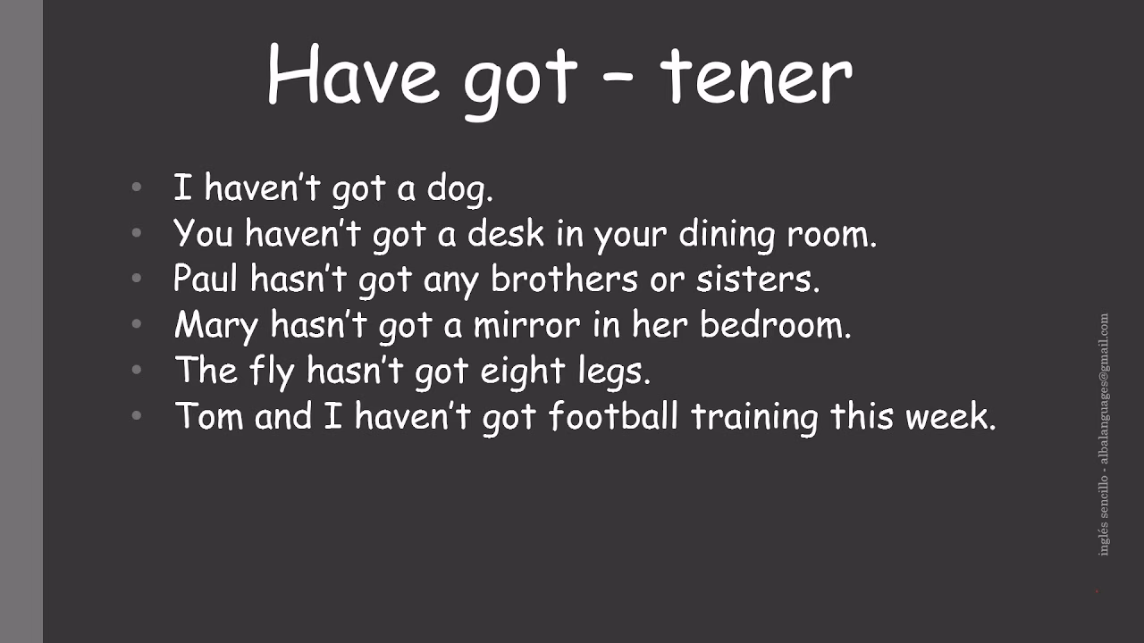 ¿Cómo se conjuga have en negativo?