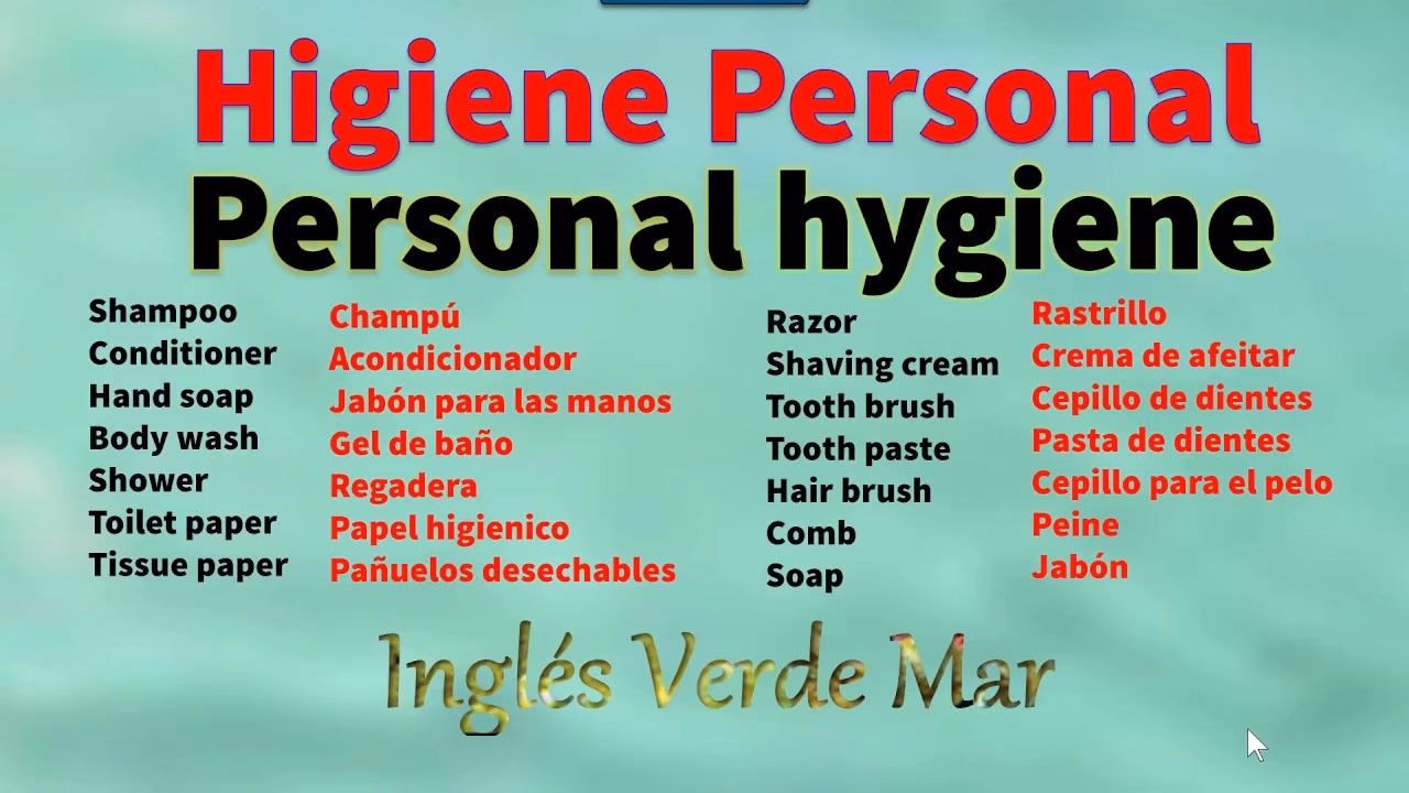 ¿Cuál es el vocabulario de higiene personal en inglés?
