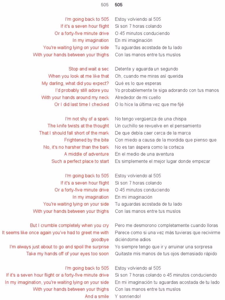 ¿Qué significa la letra de 505?