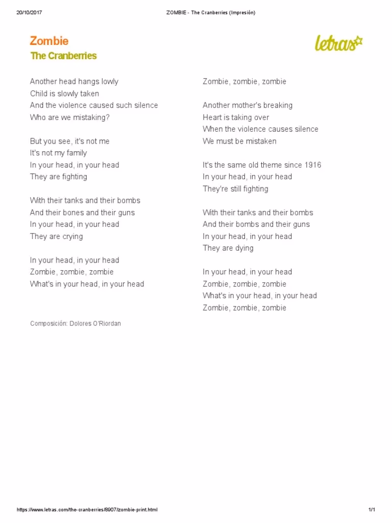 ¿Cuál es el mensaje de Zombie de Cranberries?
