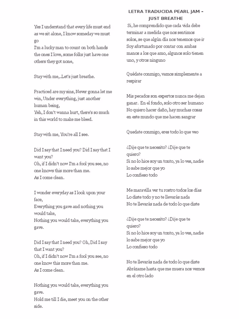 ¿Cuál es la canción original de Just Breathe?