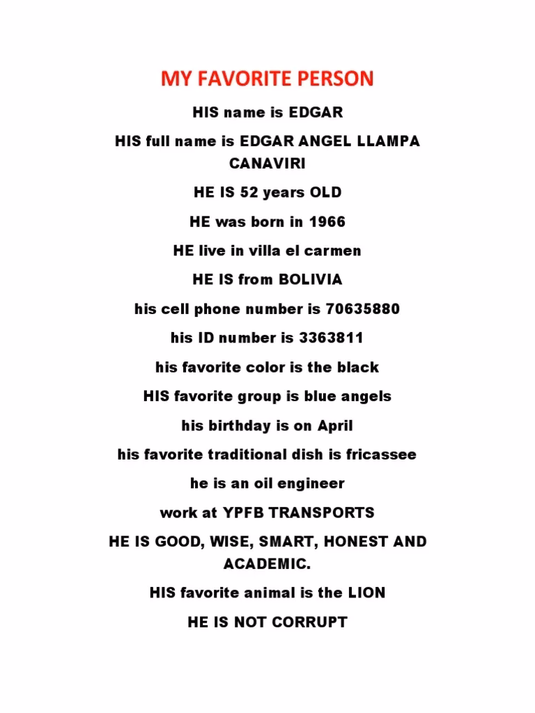 ¿Cómo se llama a una persona favorita?