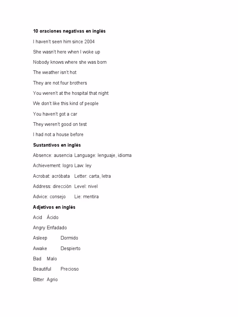 ¿Qué son oraciones negativas y 10 ejemplos?