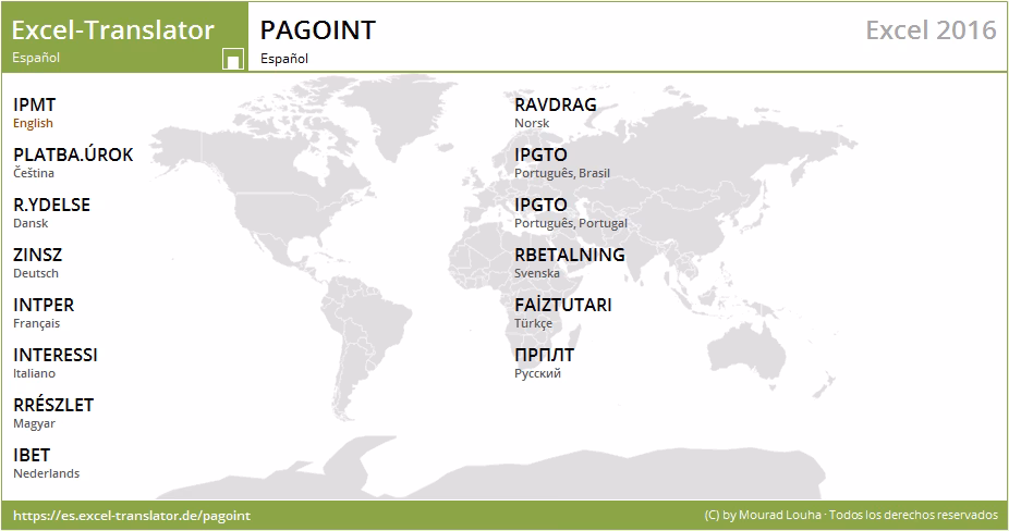 ¿Cómo se llama la función pagoprin en Excel en inglés?