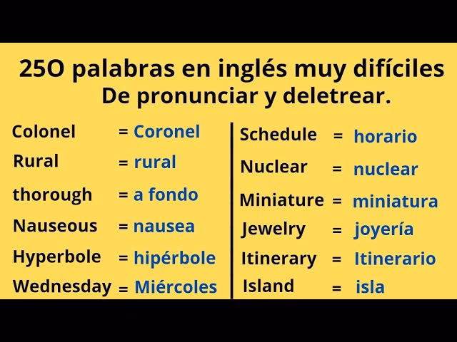 ¿Cuáles son las palabras más difíciles en inglés?