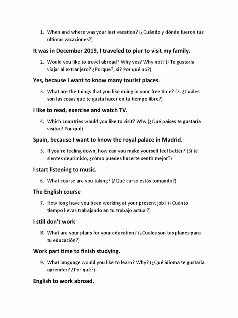 ¿Cómo van las vacaciones en inglés?