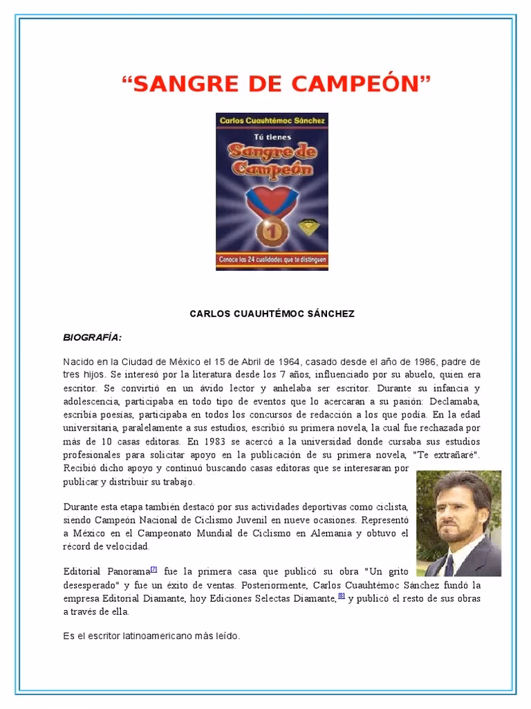 ¿Quién escribió el libro Sangre de Campeón?