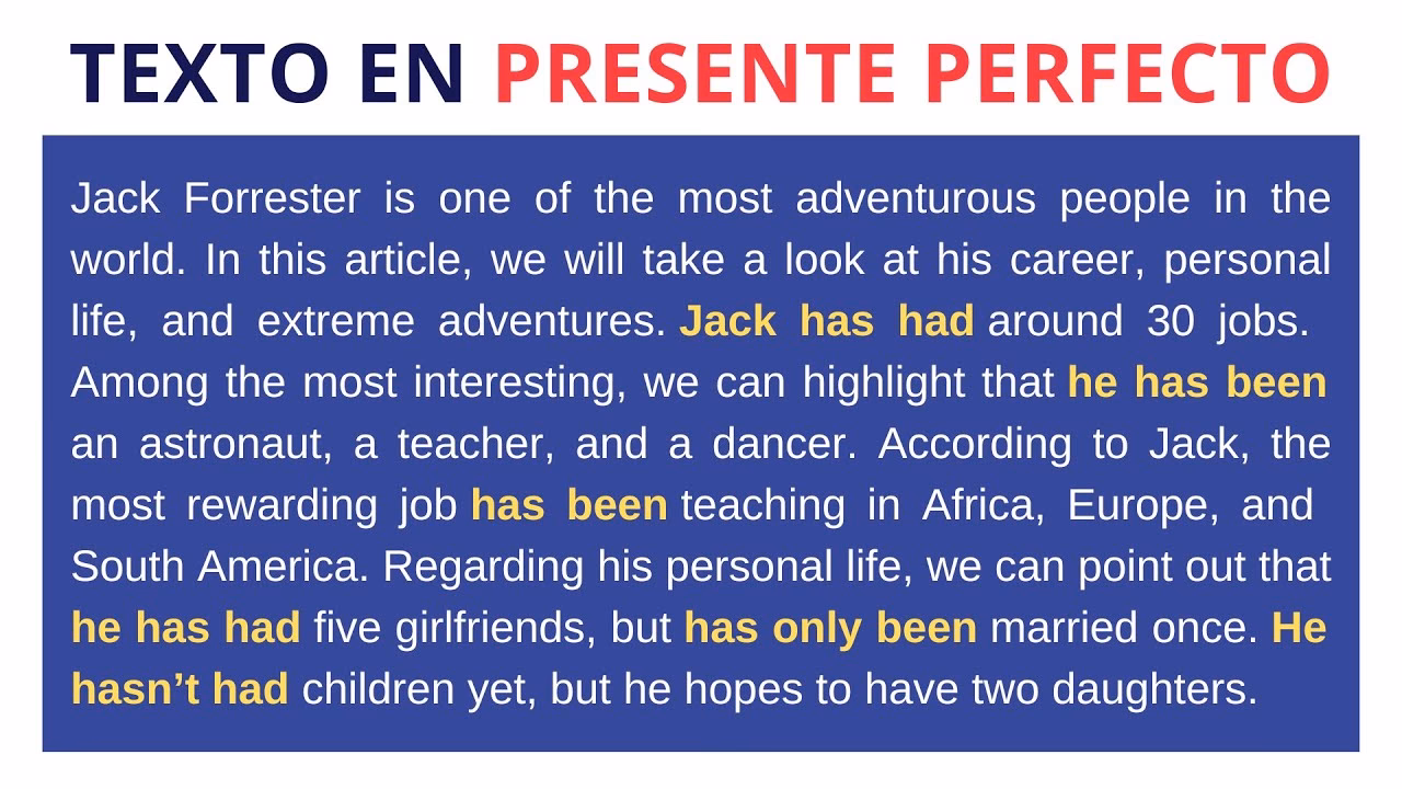 ¿Cuáles son 10 oraciones en presente perfecto?