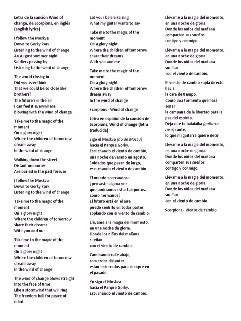 ¿Qué significa la canción Wind of Change de Scorpions?