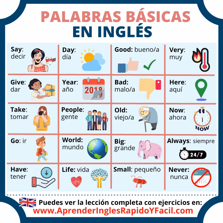 ¿Cuáles son 10 palabras de vocabulario en inglés?